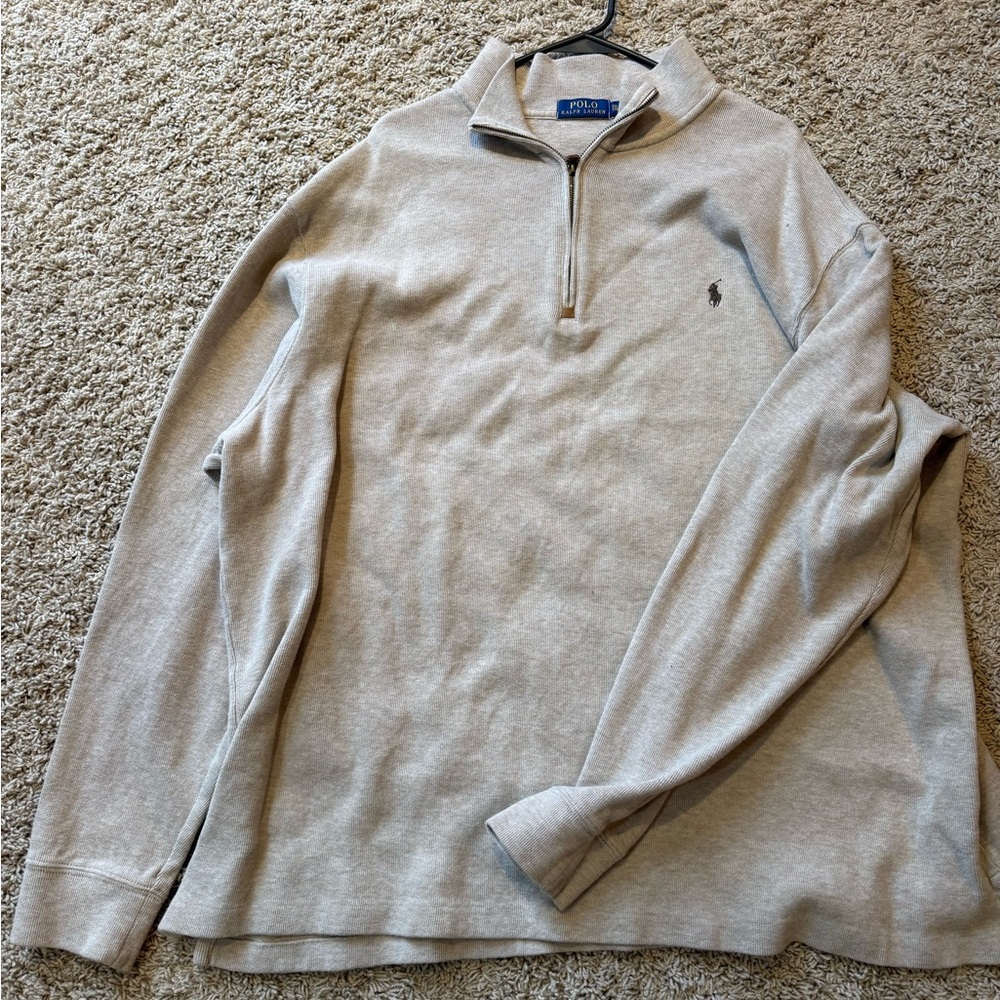 Ralph Lauren Men's Light Gray Zip-Up Sweater